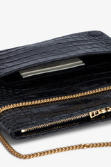 Women's Designer Black Crocodile Effect Leather Handbag - Limited Edition