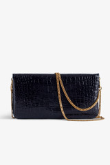 Women's Designer Navy Crocodile Effect Leather Handbag - Limited Edition