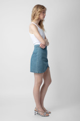 Zadig & Voltaire Womens Designer Denim Blue Wrap Mini Skirt