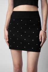 Zadig & Voltaire Womens Designer Black Mini Skirt with Rhinestones
