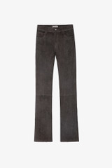 Zadig & Voltaire Womens Designer Grey Suede Wide Leg Trouser