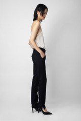 Zadig & Voltaire Womens Designer Tailored Black Pants with Zipped Hem Feature