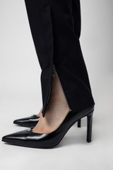 Zadig & Voltaire Womens Designer Tailored Black Pants with Zipped Hem Feature