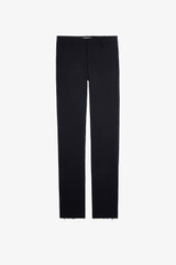 Zadig & Voltaire Womens Designer Tailored Black Pants with Zipped Hem Feature