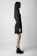 Zadig & Voltaire Womens Designer Black Mini Dress with Graffiti Print