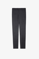 Zadig & Voltaire Womens Designer Grey Tailored Pant with Pinstripe