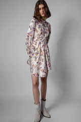 Zadig & Voltaire Womens Designer Silk Midi Dress with Floral Print