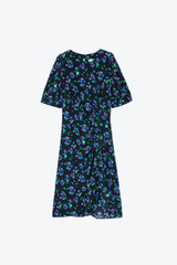 Zadig & Voltaire Womens Designer Blue Silk Mini Dress with Floral Print