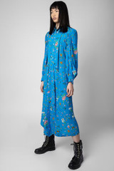 Zadig & Voltaire Womens Designer Blue Maxi Dress with Floral Print