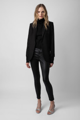 Zadig & Voltaire Womens Designer Metallic Silver Leather Sandal with Heel and Chain Detail