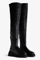 Zadig & Voltaire Womens Designer Black Leather Thigh High Boots