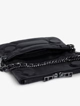 Rock Nano Mini Clutch Bag in Black Noir Leather with Quilted Effect and Double Chain