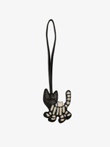 Womens Designer Black Leather Tiger Bag Accessory Keyring