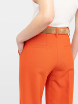 Womens Designer  High Waisted Tailored Pants in Tangerine Orange with Pockets