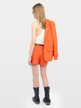 Womens Designer Tailored Shorts in Tangerine Orange with Pockets