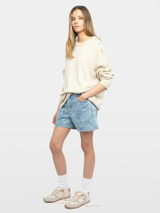 Womens Designer White Leather Trainer in Leather and Suede with Orange Detailing and ZV Stitching