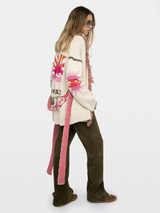 Womens Designer Sunrise Cashmere and Wool  Double Breasted Cardigan with Belt and Zadig & Voltaire Stitching