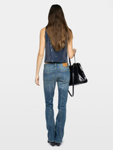 Womens Designer Sleeveless Sequined  Tailored Vest with Buttons in Navy