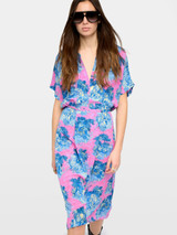 Womens Designer Midi Dress in Viscose with Jungle Print