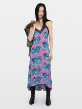 Womens Deisgner Iconic Lingerie Midi Dress in Jungle Print with Lace Detail