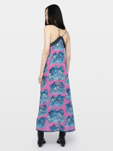 Womens Deisgner Iconic Lingerie Midi Dress in Jungle Print with Lace Detail