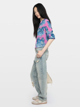 Womens Designer Viscose Blouse Shirt V-neck with Jungle Print