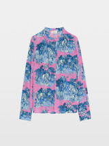 Womens Designer Viscose Blouse Shirt V-neck with Jungle Print