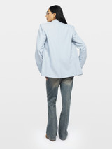 Designer Womens Blue Tailored Suit Jacket with Buttons and ZV Stitch