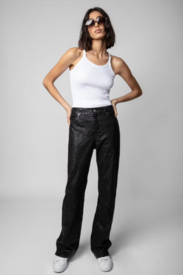 Women's Designer Black Leather Pants