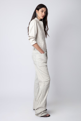 Women's Designer White Leather Pants