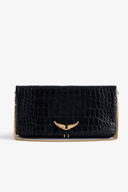 Women's Designer Black Crocodile Effect Leather Handbag - Limited Edition