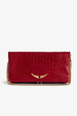 Women's Designer Red Crocodile Effect Leather Bag - Limited Edition