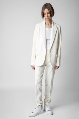 Zadig & Voltaire Womens Designer White Crepe Tailored Pant