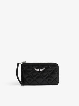 Womens Designer Black Leather Mini Wallet Card Holder with Zip and Quilted Effect Womens Designer Black Leather Mini Wallet Card Holder with Zip and Quilted Effect