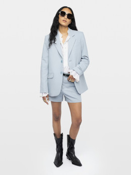 Womens Designer Tailored Shorts in Blue with Pockets