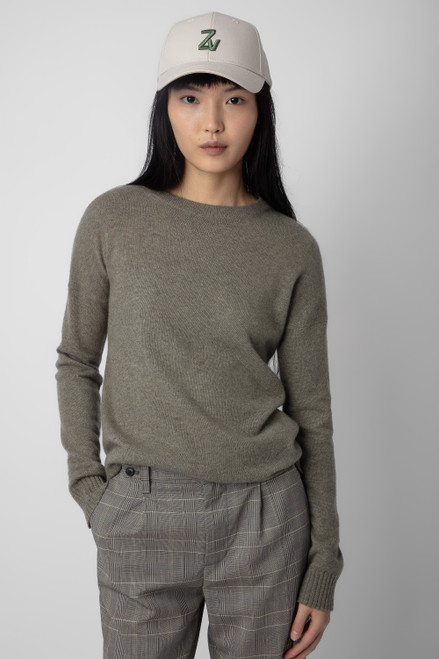 Women's Designer Khaki Cashmere Sweater