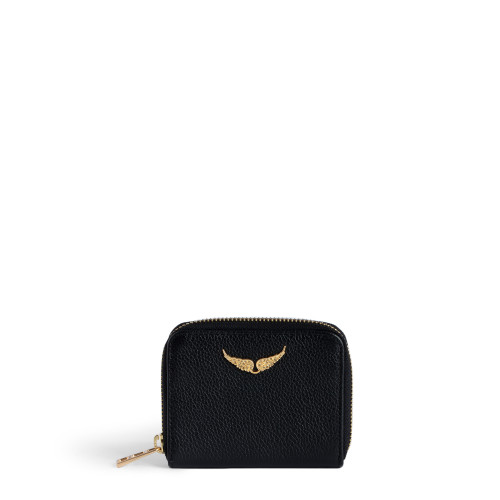 Women's Designer Black Leather Mini Wallet
