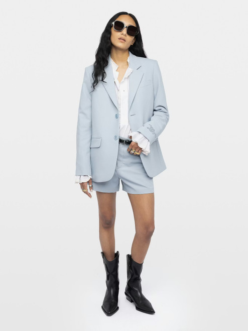 Womens Designer Tailored Shorts in Blue with Pockets