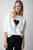 Women's Designer White Black Heart Sweater