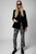 Zadig & Voltaire Womens Designer Black Velvet Pant with Glitter Tiger Print