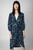Zadig & Voltaire Womens Designer Blue Silk Midi Wrap Dress with Floral Print
