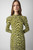 Zadig & Voltaire Womens Designer Midi Silk Dress with Long Sleeves in Yellow with Leopard Print