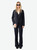 Womens Designer Navy Wool Tailored Suit Jacket with Pointed Collar