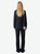 Womens Designer Navy Wool Tailored Suit Jacket with Pointed Collar