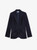 Womens Designer Navy Wool Tailored Suit Jacket with Pointed Collar