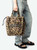 Womens Designer Tote Bag in Leopard Print with Top and Crossbody Handles and Graphic AMOUR Stitching