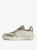 Womens Designer Low Top Gold and White Leather Sneaker with Star and Wing Details