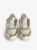 Womens Designer Low Top Gold and White Leather Sneaker with Star and Wing Details