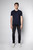 Mens Designer Navy Blue Cotton Short Sleeve T-shirt with Round Neck