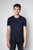 Mens Designer Navy Blue Cotton Short Sleeve T-shirt with Round Neck